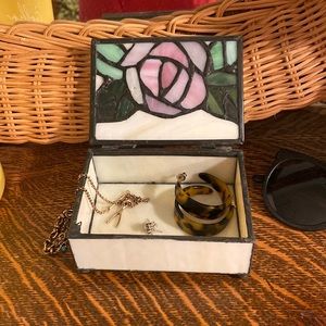 Vintage stained glass trinket box